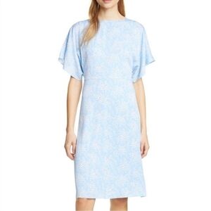 Lewit Blue Siddal Floral Stretch Silk Dress Sz 12